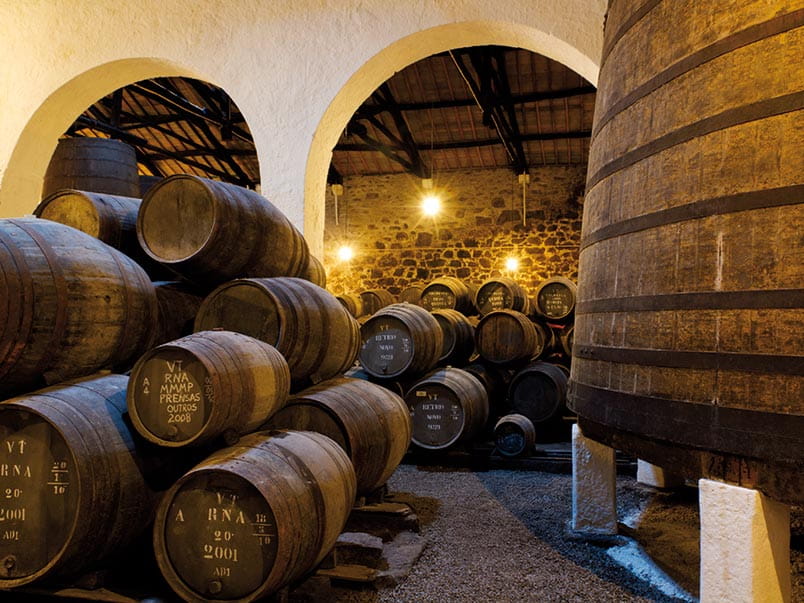 Barrels in a port wine cellar in Oporto, Portugal